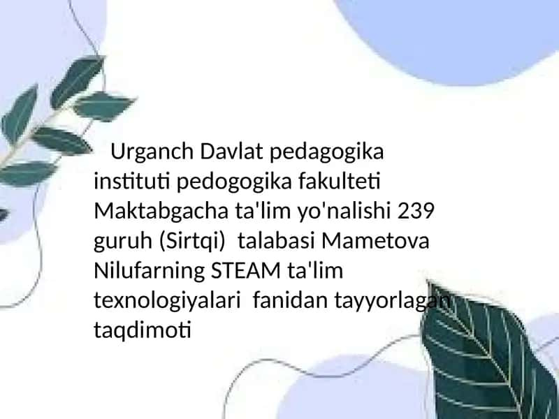 O'zbekistonning STEAM ta'limining rivojlanishi