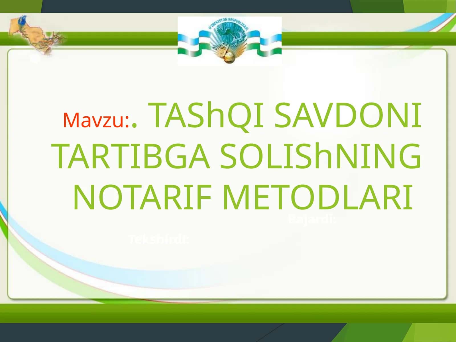 TAShQISAVDONI TARTIBGASOLIShNINGNOTARIF METODLARI