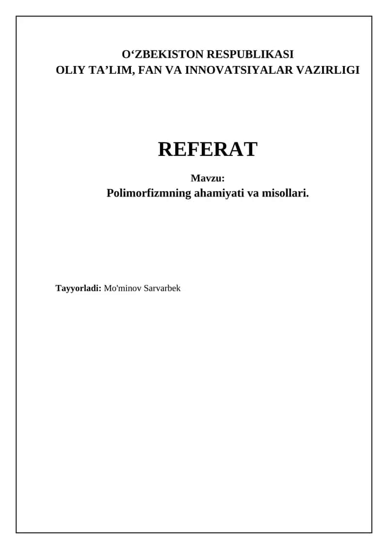 Polimorfizmning ahamiyati va misollari