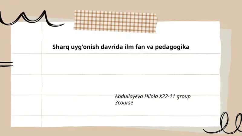 Sharq uygʻonish davrida ilm fan va pedagogika