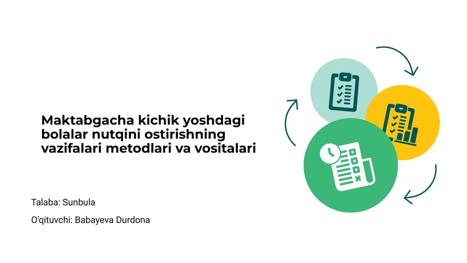 Maktabgacha kichik yoshdagi bolalar nutqini ostirishning vazifalari metodlari va vositalari