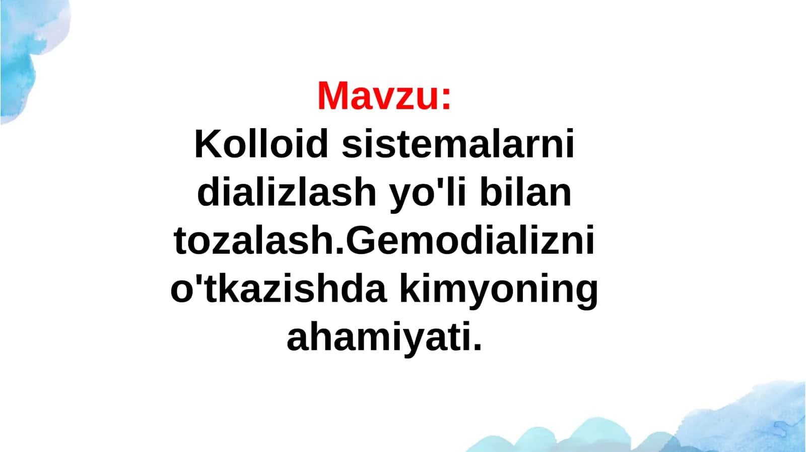 Kolloid eritmalarni tozalash usullari