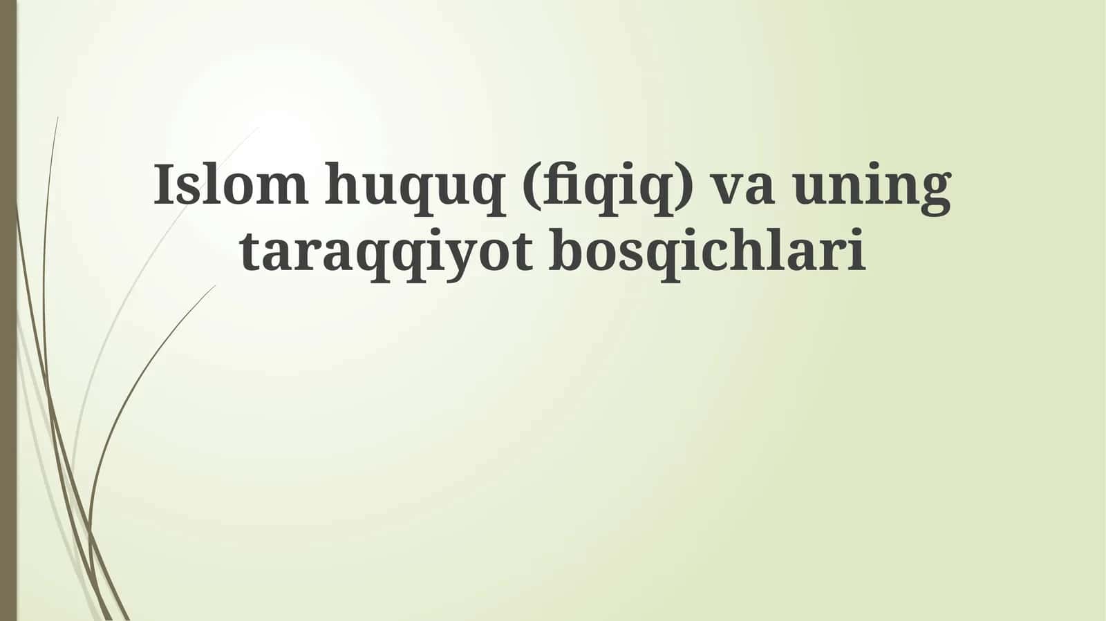 Islomhuquq(fiqiq)vauningtaraqqiyotbosqichlari