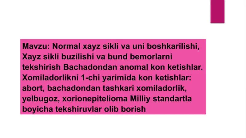 Normal xayz sikli buzilishlari