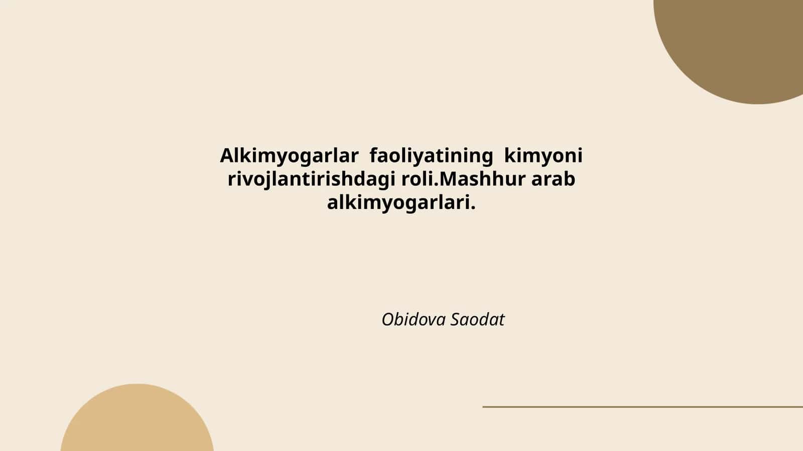 Arab alkimyogarlari va ularning kimyodagi yutuqlari