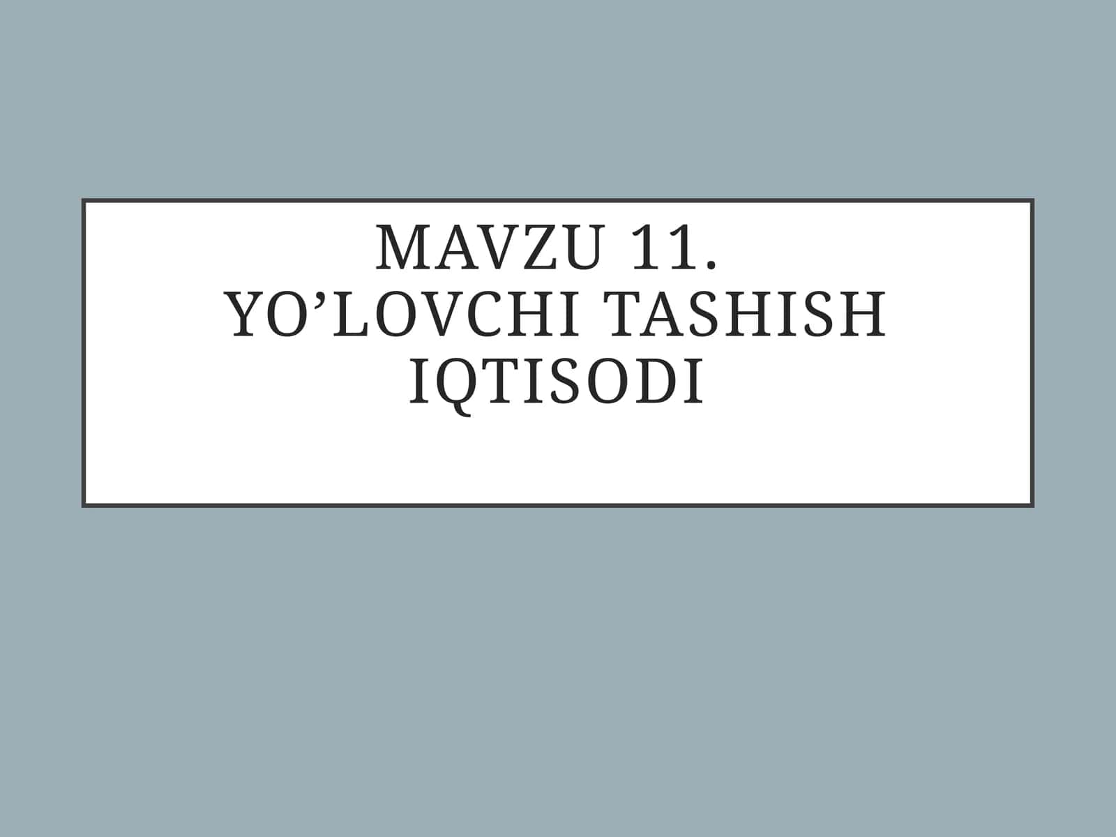 Yo’lovchi tashishi iqtisodi