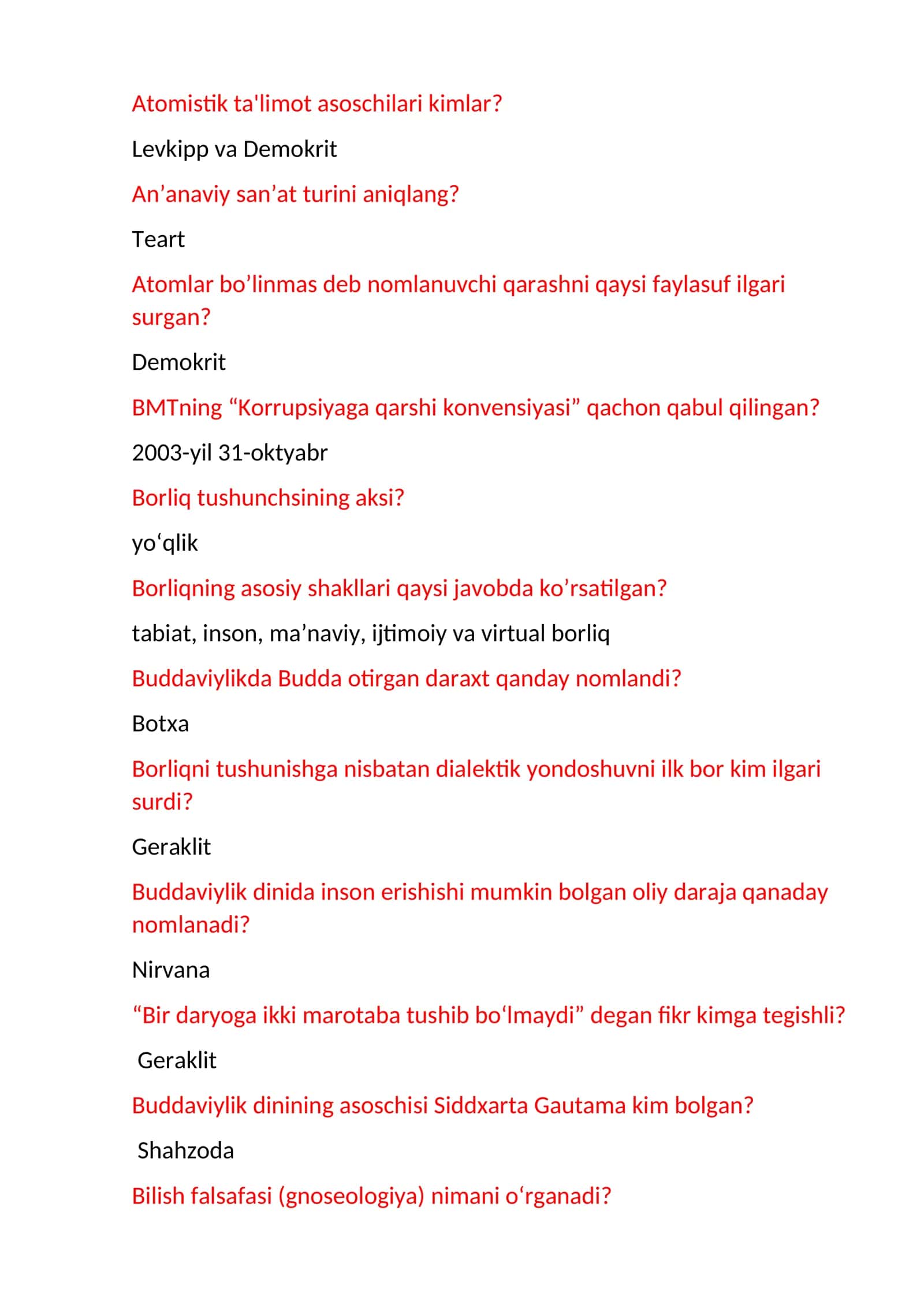 Falsafa testlar