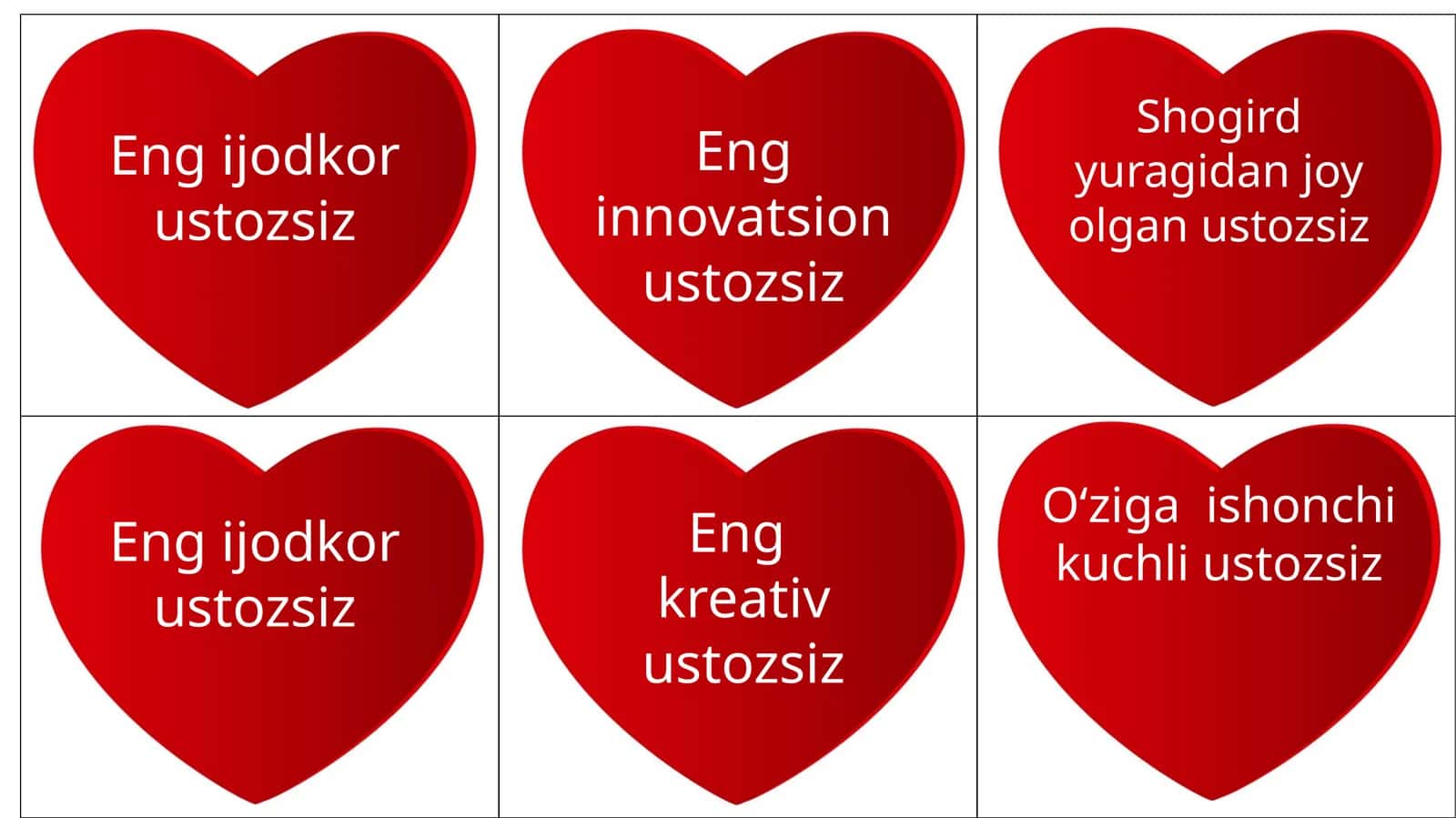 Eng ijodkor ustozsiz
