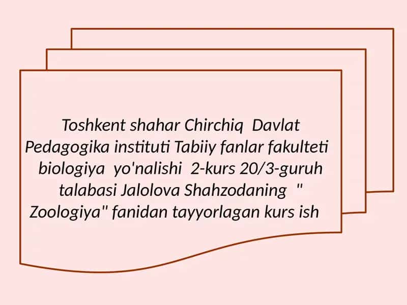 Zoologiya fanidan kurs ishi