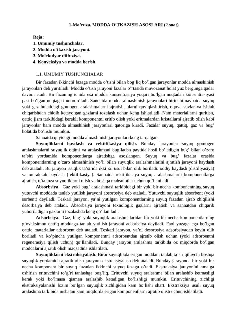 MODDA O‘TKAZISH ASOSLARI