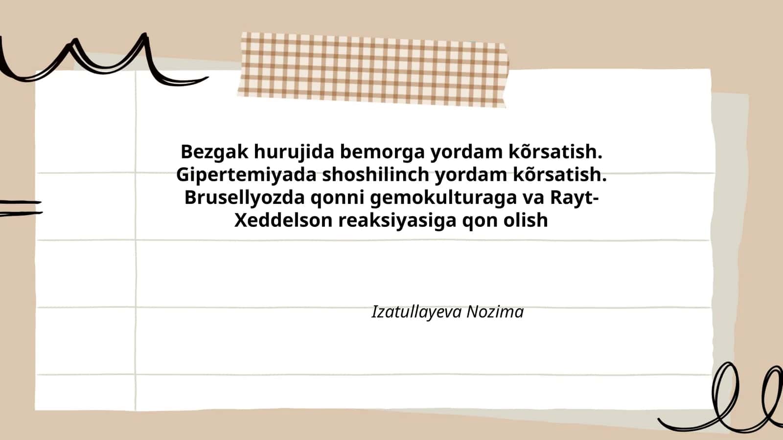 Bezgak hurujida bemorga yordam kõrsatish