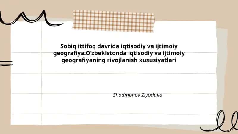 Sobiq ittifoq davrida iqtisodiy va ijtimoiy geografiya