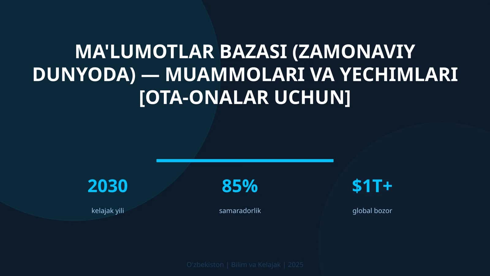 MA'LUMOTLAR BAZASI (ZAMONAVIY DUNYODA) — MUAMMOLARI VA YECHIMLARI [OTA-ONALAR UCHUN]