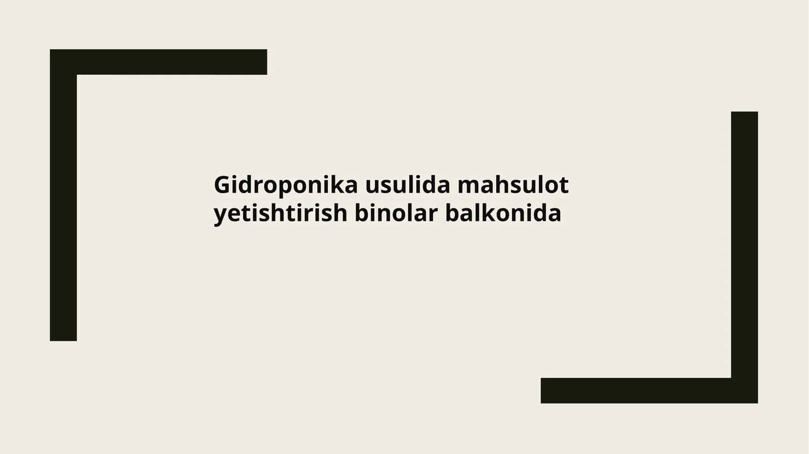 Gidroponika usulida mahsulot yetishtirish binolar balkonida