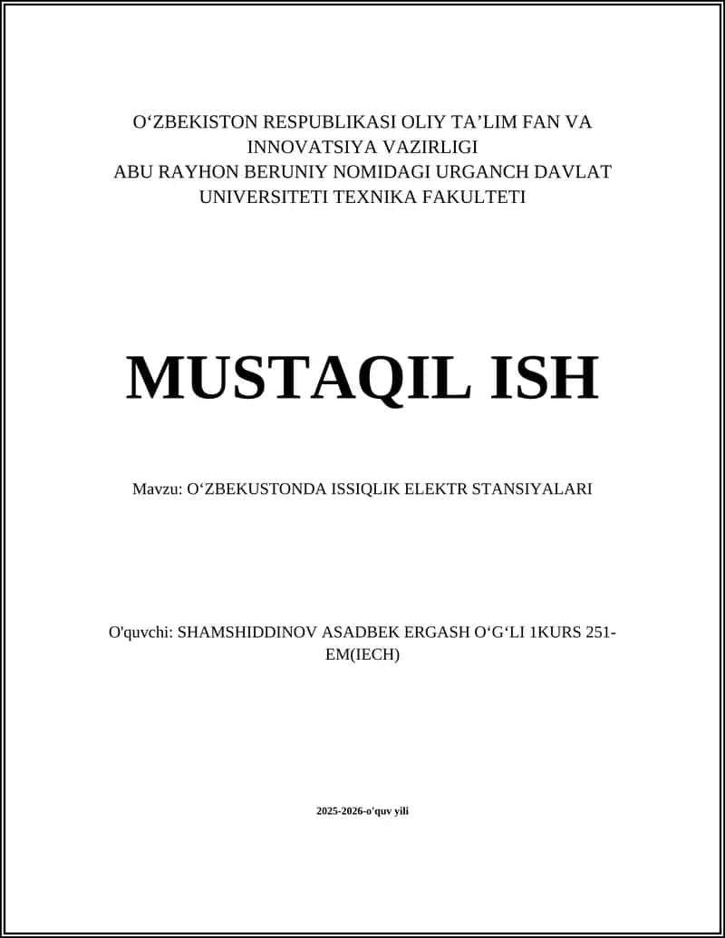 Oʻzbekistonda issiqlik elektr stantsiyalari