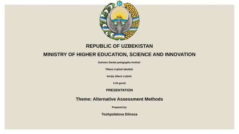 Alternative Assessment Methods