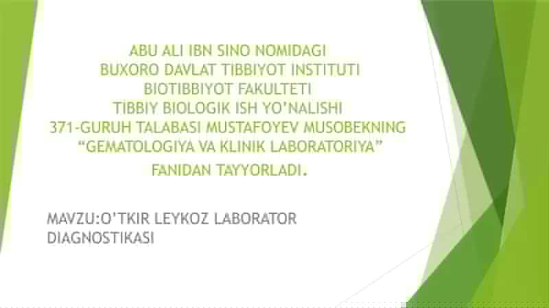 O’TKIR LEYKOZ LABORATOR DIAGNOSTIKASI