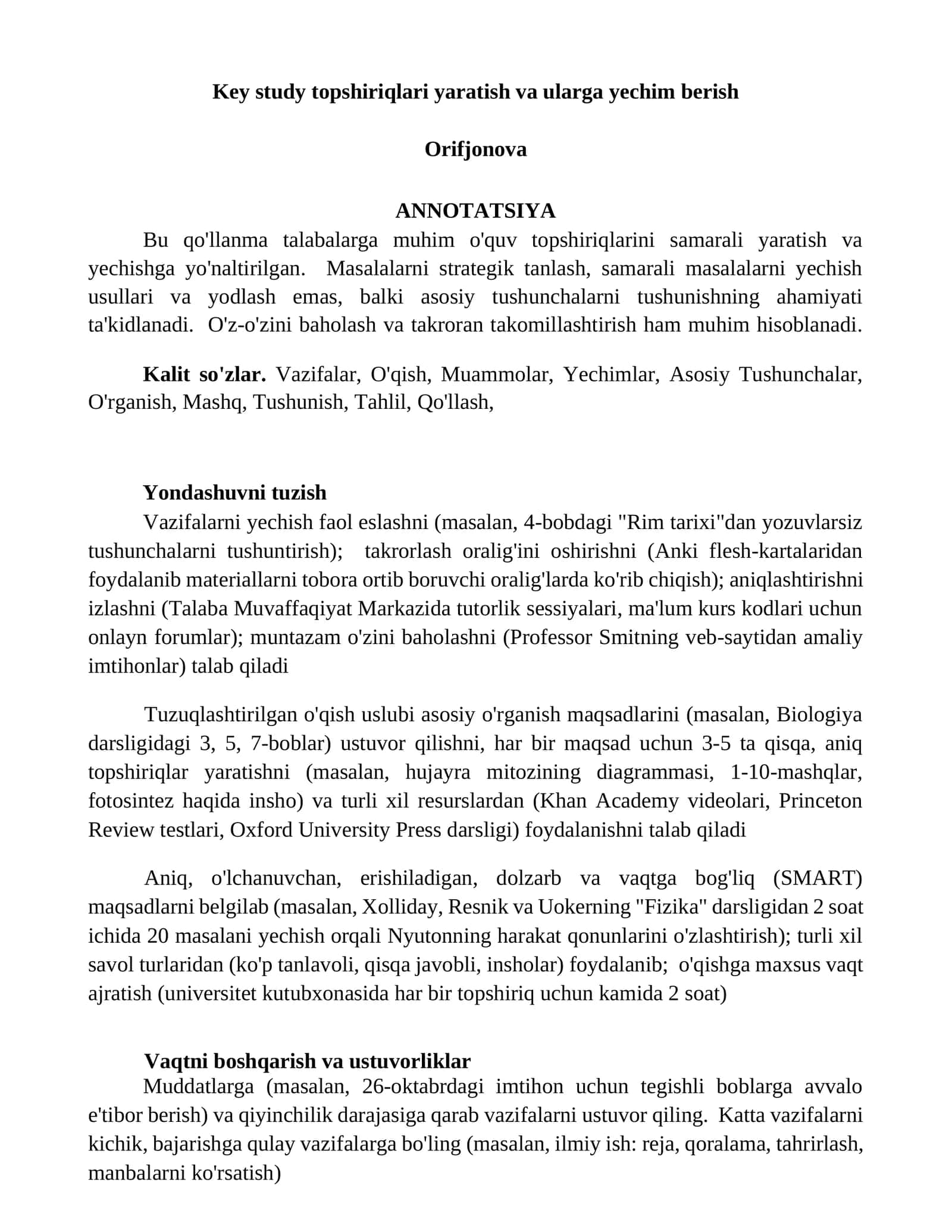 Yondashuvni tuzish