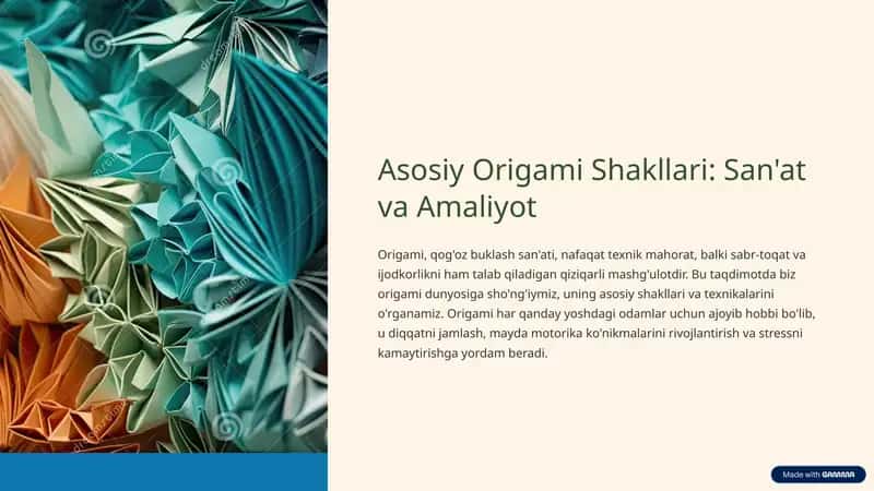 Asosiy Origami shakllari