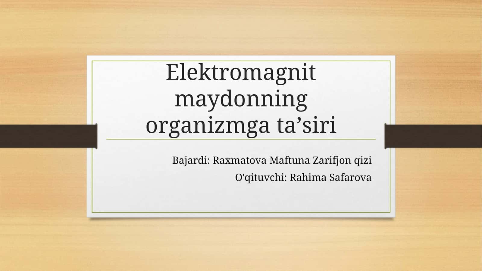 Elektromagnit maydonning organizmga taʼsiri