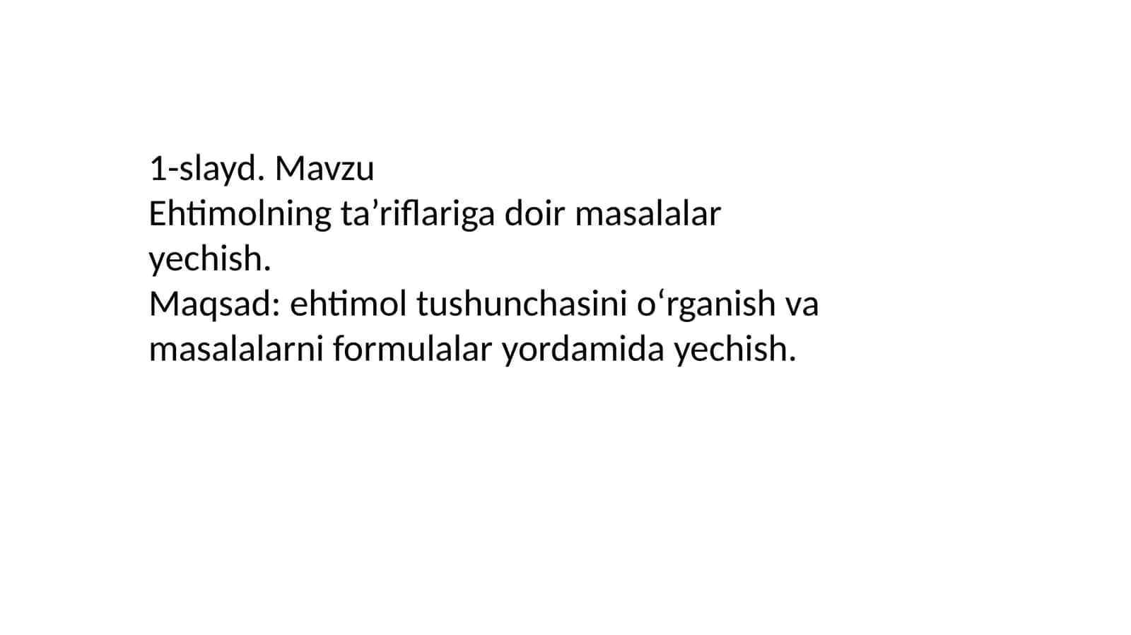 [Ehtimolning ta’riflariga doir masalalar yechish.]