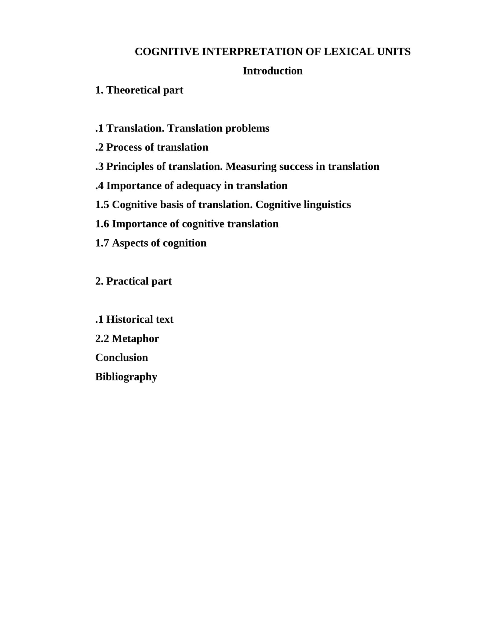 COGNITIVE INTERPRETATION OF LEXICAL UNITS