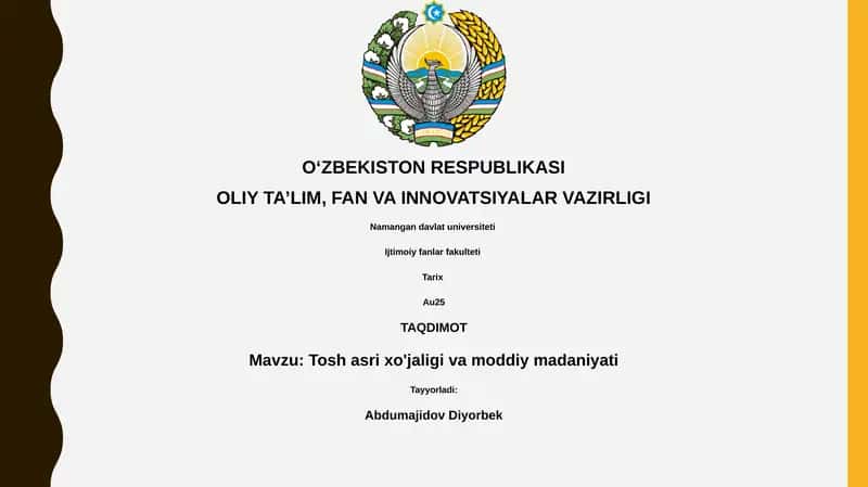 Tosh asri xo'jaligi va moddiy madaniyati