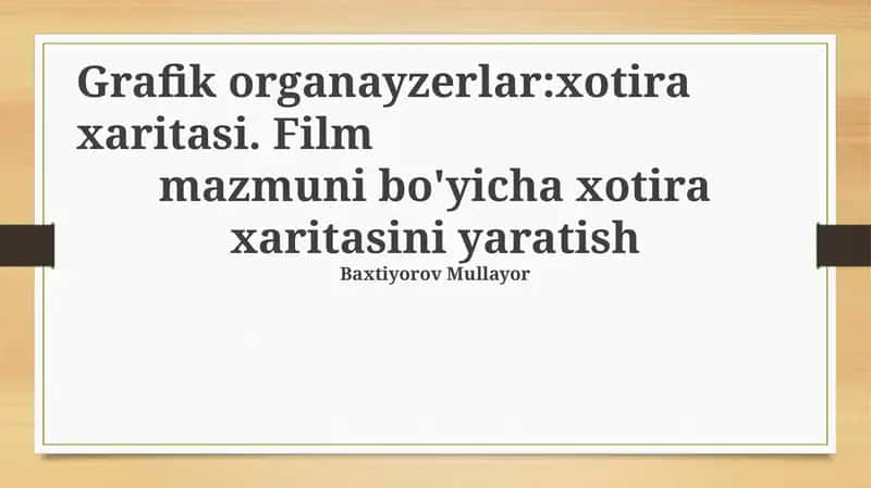 Film mazmuni bo'yicha xotira xaritasini yaratish
