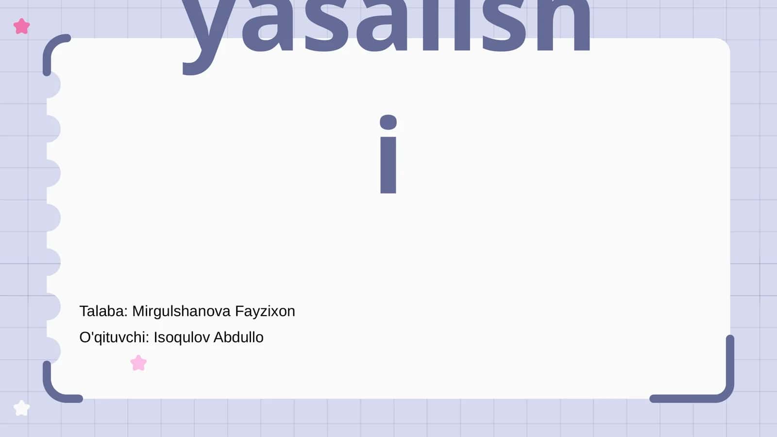 Sifatlarning yasalishi