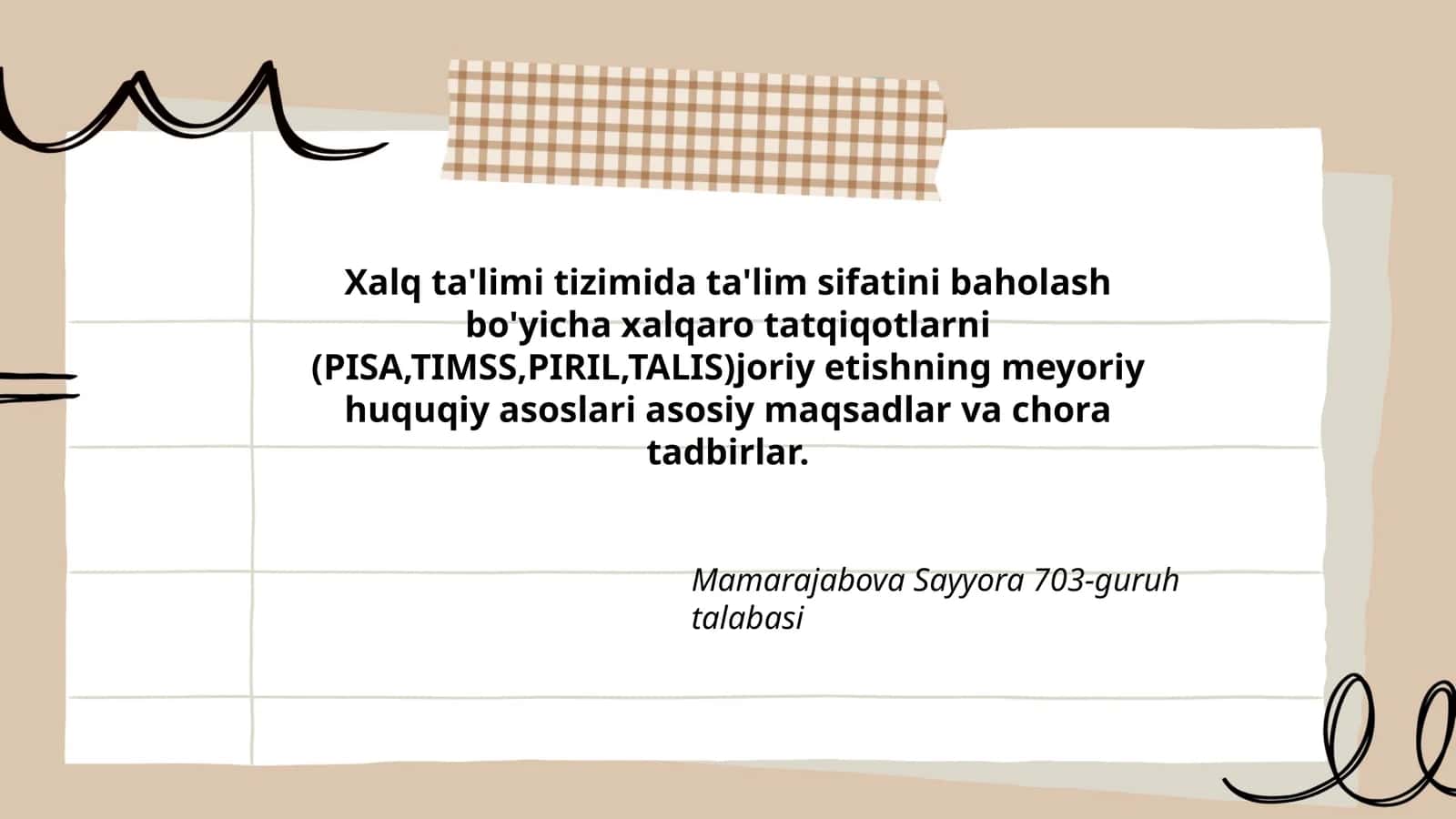 Xalq ta'limi tizimida ta'lim sifatini baholash bo'yicha xalqaro tatqiqotlar