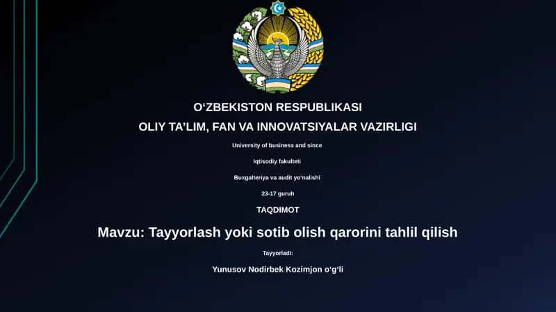 Tayyorlash yoki sotib olish qarorini tahlil qilish