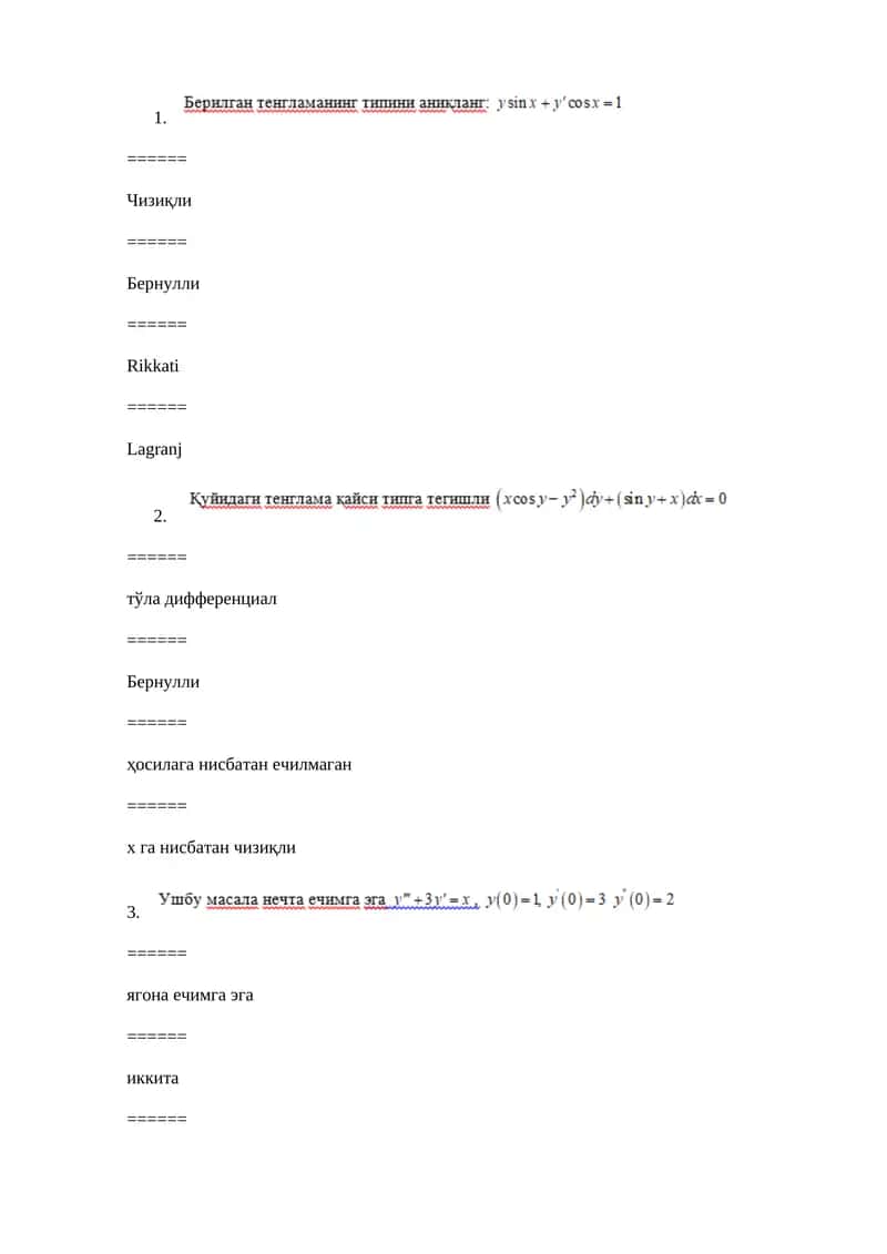 diffirensial tenglamalar