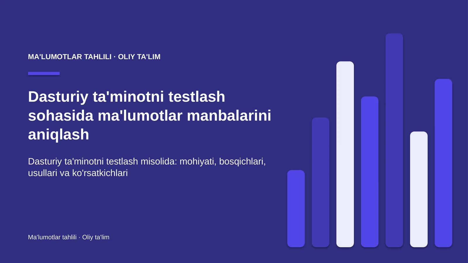 Dasturiy ta'minotni testlash sohasida ma'lumotlar manbalarini aniqlash