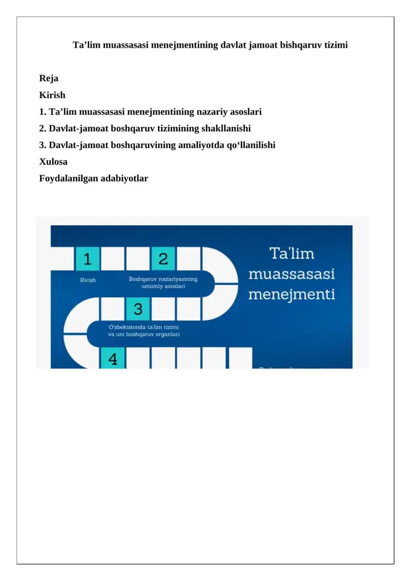 Taʼlim muassasasi menejmentining davlat jamoat bishqaruv tizimi