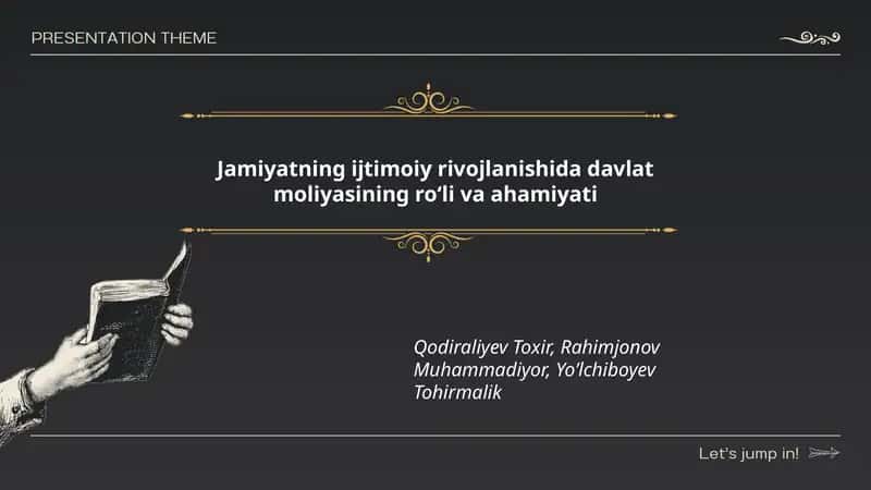 Jamiyatning ijtimoiy rivojlanishida davlat moliyasining roʻli va ahamiyati