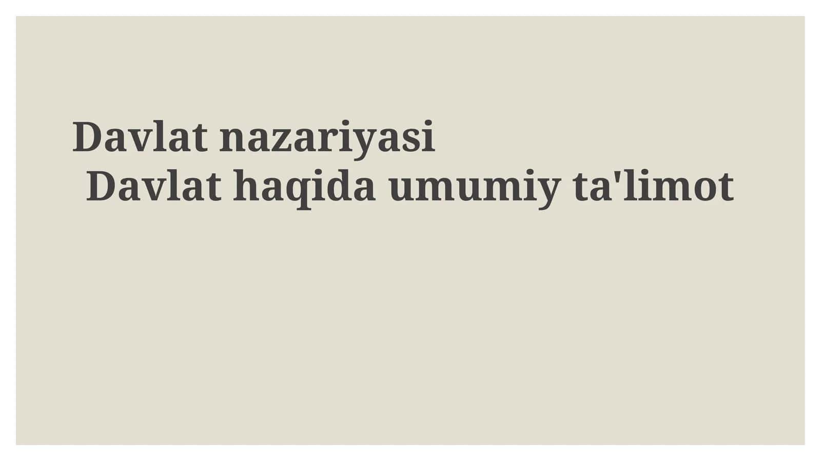 Davlat Nazariyasi