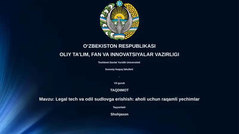 Legal tech va odil sudlovga erishish: aholi uchun raqamli yechimlar