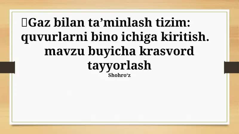 Gaz bilan ta'minlash tizim