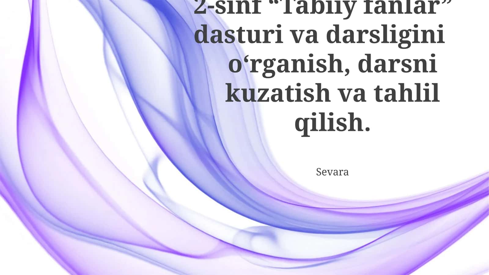 2-sinf “Tabiiy fanlar” dasturi va darsligini