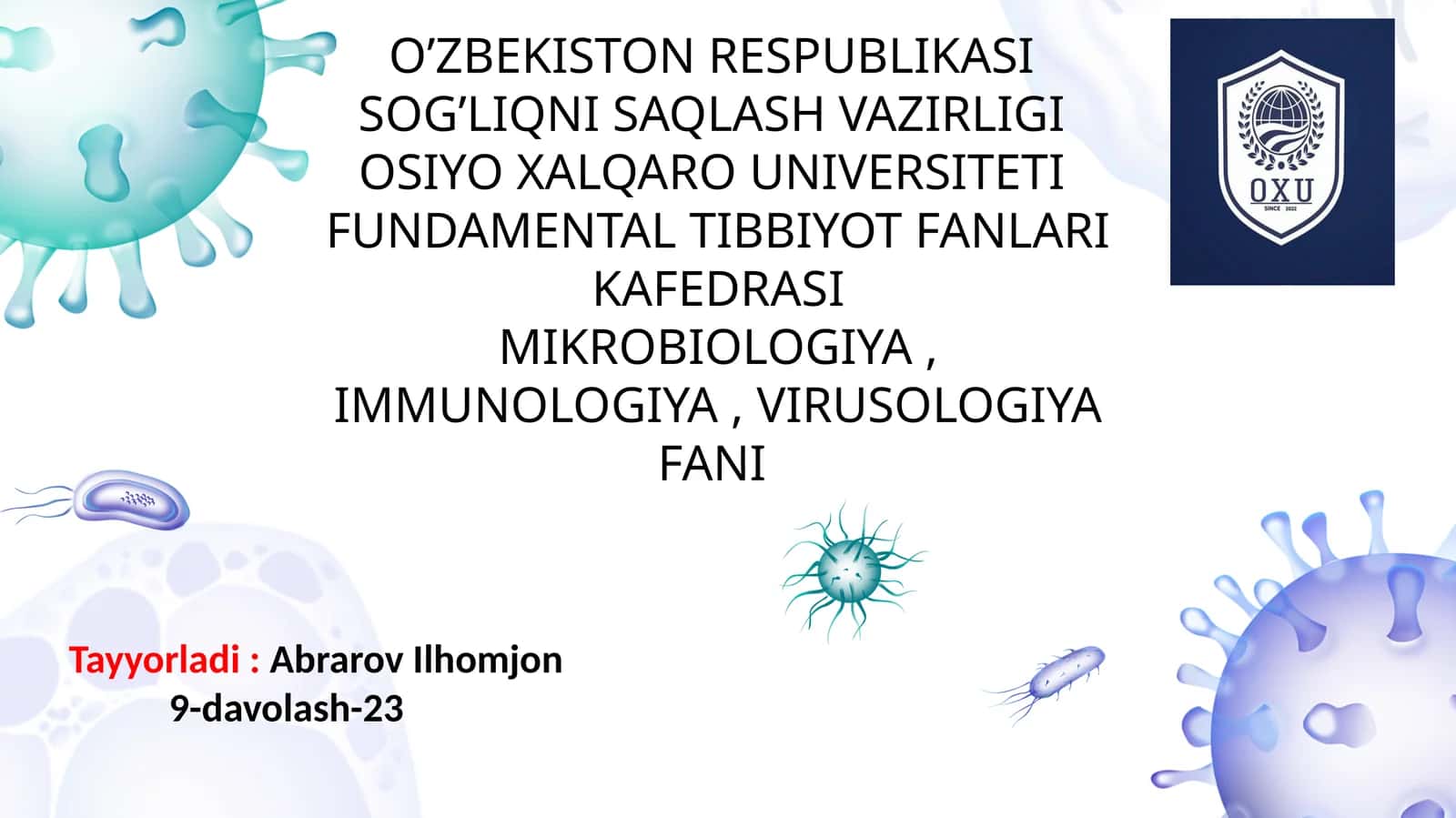 immunitet tizimi faolyati va zamburug’li parazitar kasalliklar