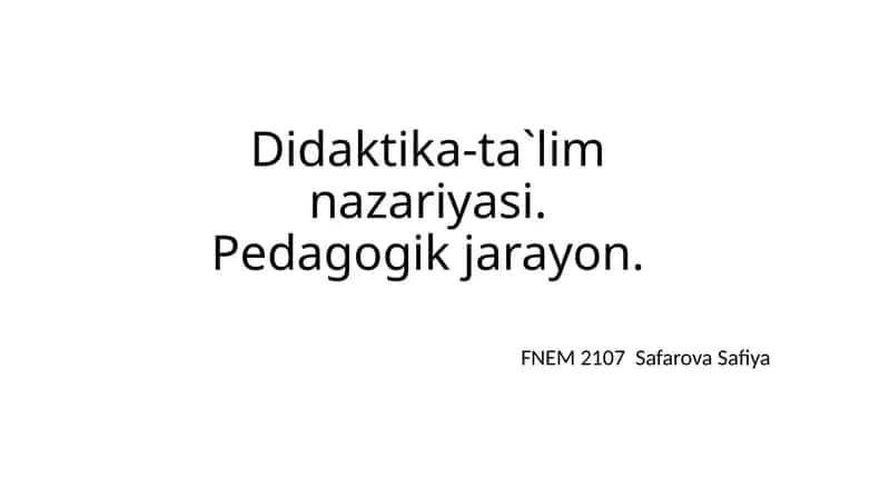 Didaktika-ta`limnazariyasi