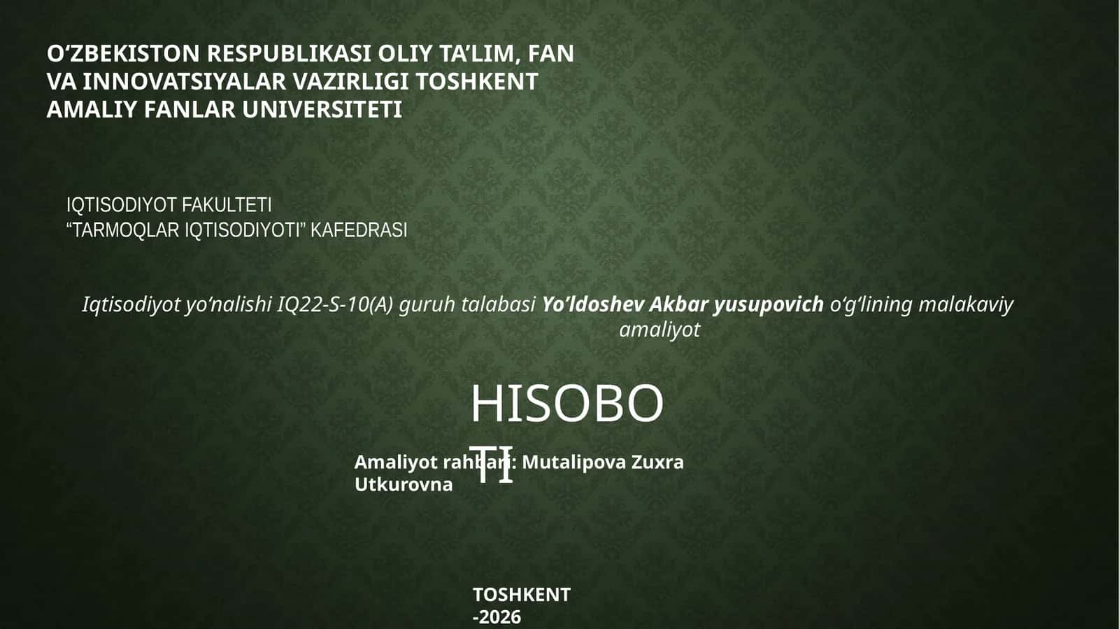 TarMOQLAR IQTISODIYOTI
