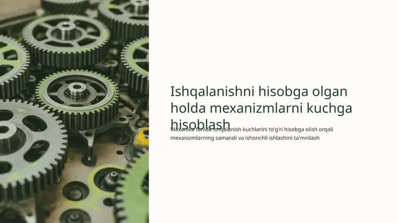 Mexanizmlar va ishqalanish kuchlari