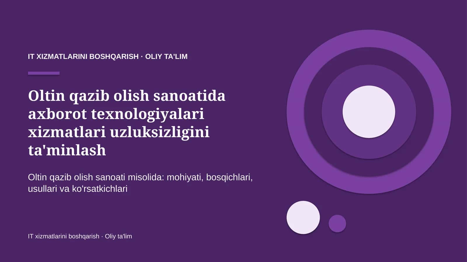 oltin qazib olish sanoatida axborot texnologiyalari xizmatlari uzluksizligini ta'minlash 9280