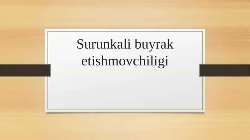Surunkali buyrak etishmovchiligi