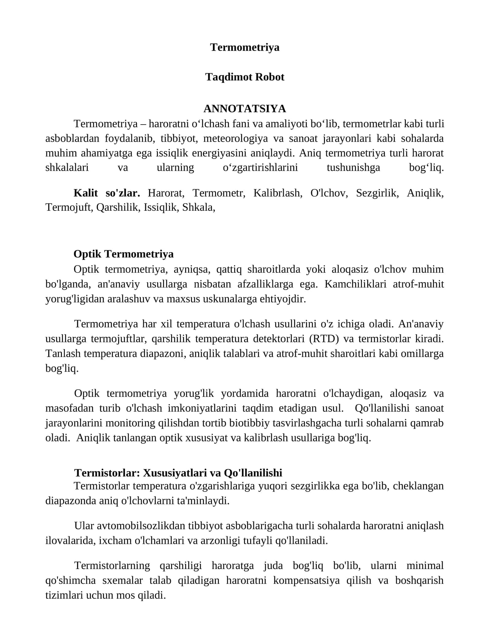 Termometriya