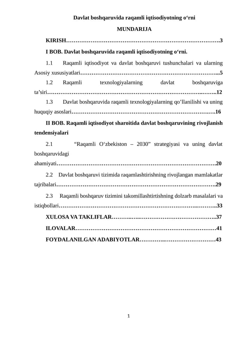 Raqamli iqtisodiyotning o‘rni
