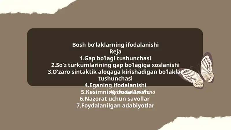 Bosh bo’laklarning ifodalanishi