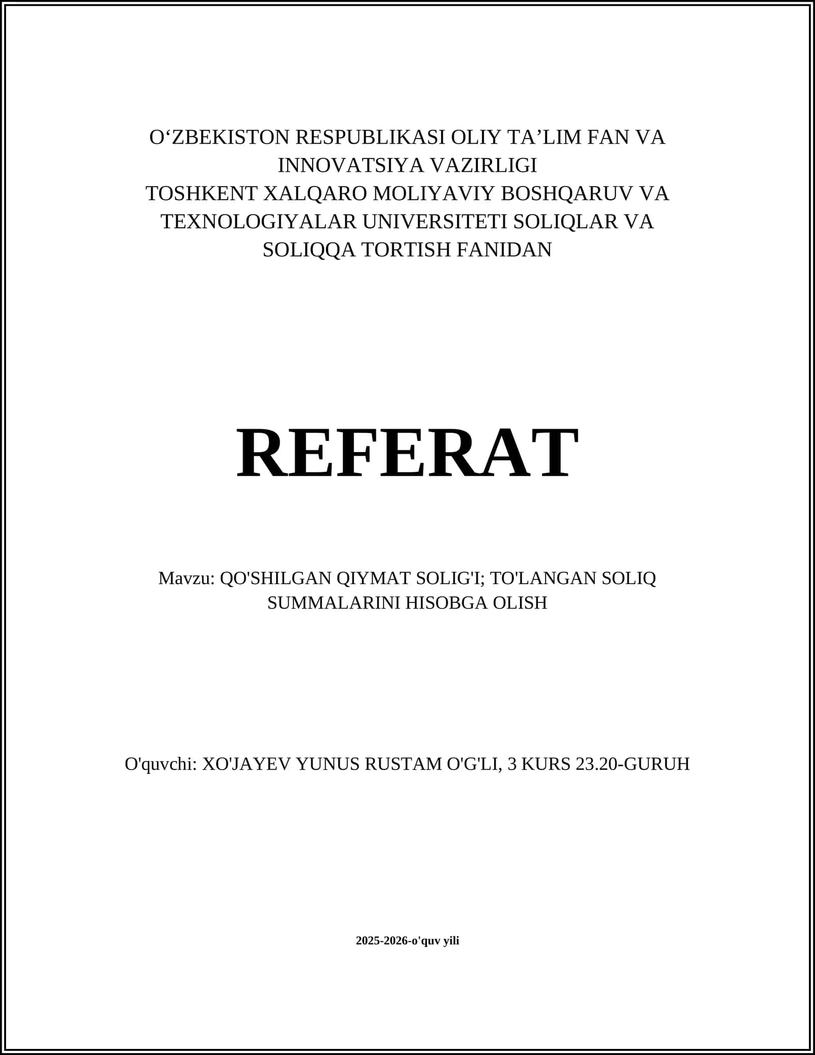 Qo'shilgan qiymat solig'i