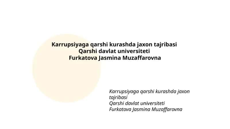 Karrupsiyaga qarshi kurashda jaxon tajribasi